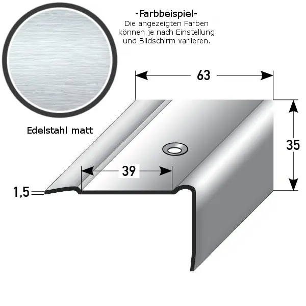 Auer Treppenkanten- & Winkelprofile Mirabella Breite 63 mm Höhe 25 - 45 mm Edelstahl Abverkauf