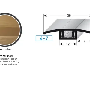 Neu Im Sortiment PROVISTON Übergangsprofil Pikeville B 30 mm Einfasshöhe 4 - 7 mm Übergangsschiene Alu elox