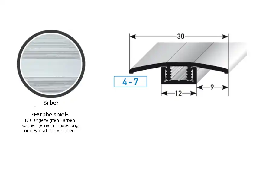 PROVISTON Übergangsprofil Pikeville B 30 mm Einfasshöhe 4 - 7 mm Übergangsschiene Alu elox Echt