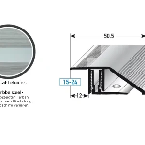 PROVISTON Höhen- & Anpassungsprofile Bellingham B 50.5 mm Einfasshöhe 15 - 24 mm Alu elox Geprüft