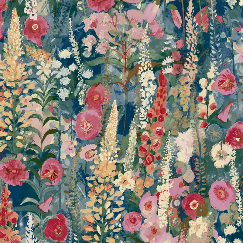 Solange Der Vorrat Reicht Vliestapete A74602 Türkis Beige Grün Blumen Floral Inia Grandeco