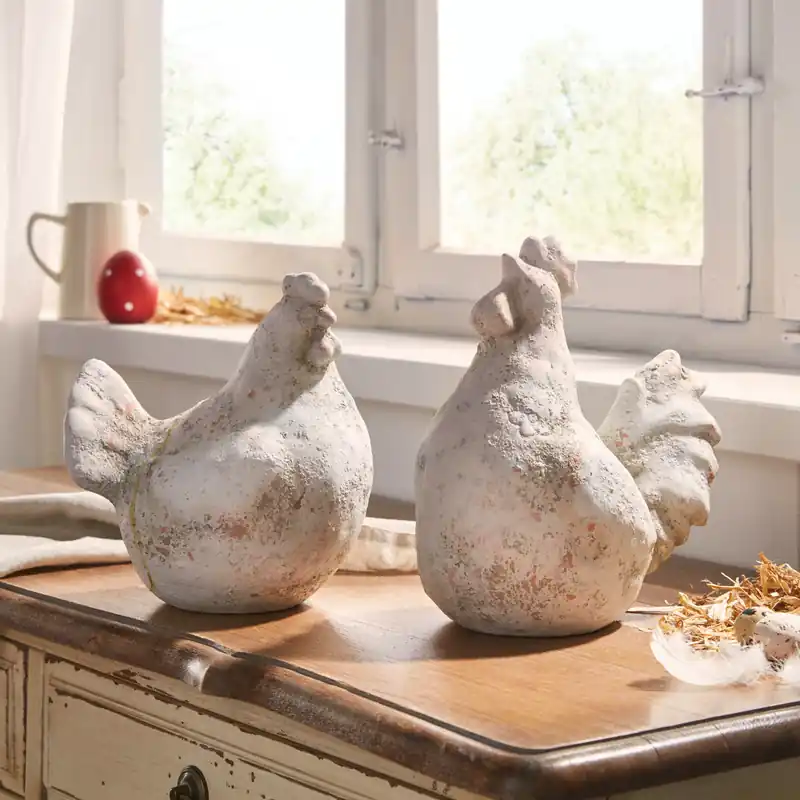 Neu Figur "Huhn & Hahn", 2er Set