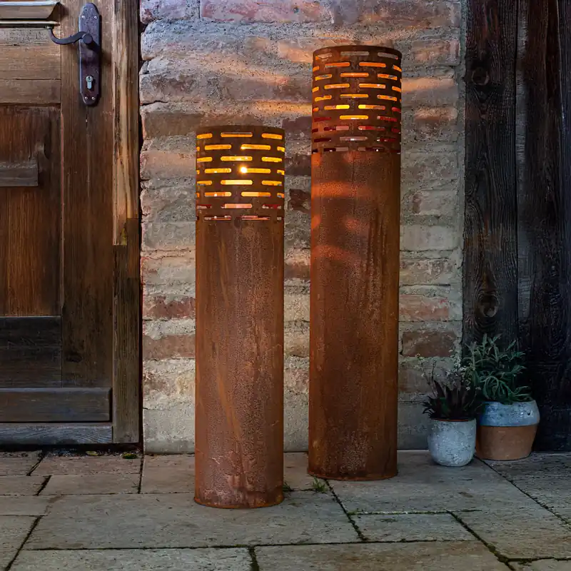 Garantierte Lieferung Windlicht "Rost-Säule", 2er Set
