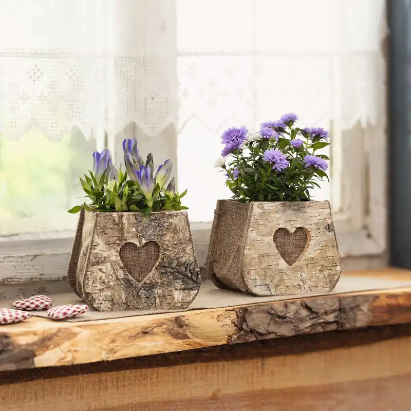 Nur Heute Pflanztasche "Birkenherz", 2er Set