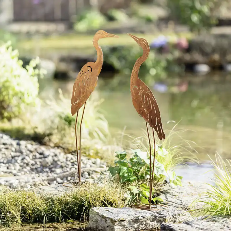 Metallvogel "Rost", 2er Set Expressversand