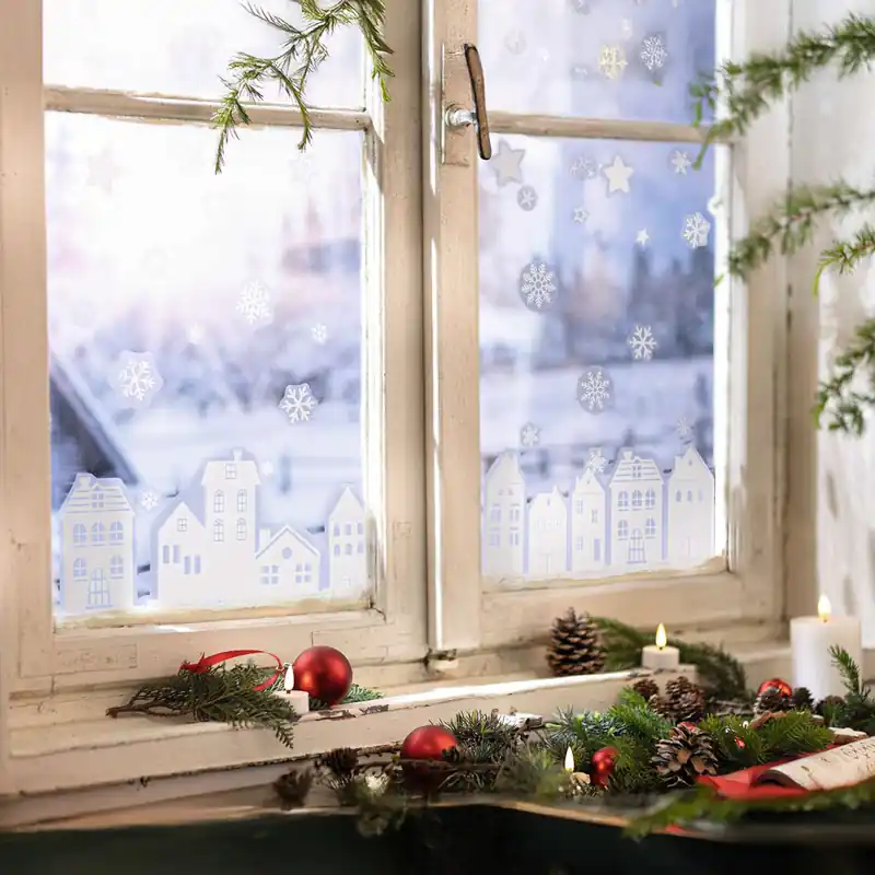 Angebot Fenstersticker "Winterhäuser", 109er Set