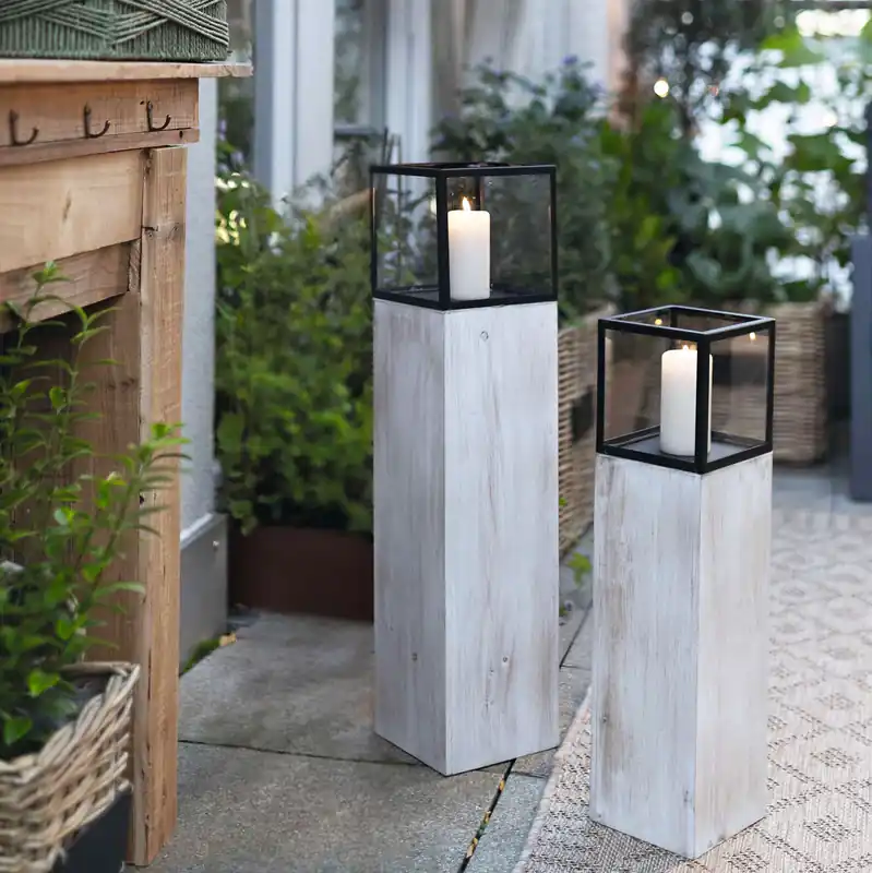 Windlichtsäule "Modern", 2er Set Schneller Versand