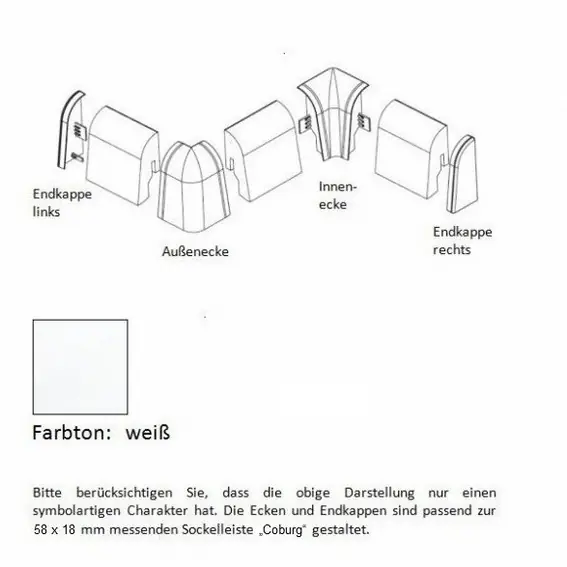 Innenecke für MDF Sockelleisten x 18 mm Kunstsoff weiß für Sockelleiste by PROVISTON Direktkauf