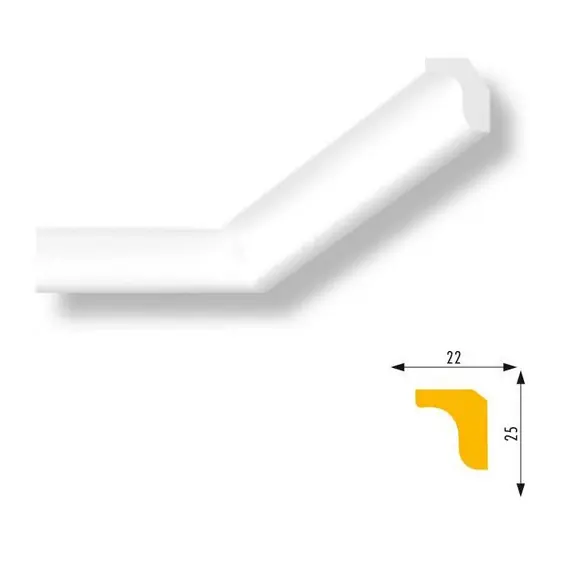 Marbet | Innenwinkel "Marbet E3" | Polystyrol | 25 x 22 x 200 mm | Weiß | Stuckleisten Winkel Angebot