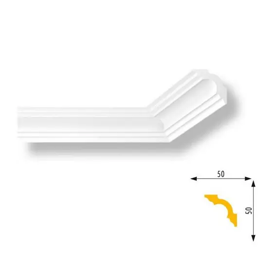 Markenware Marbet | Außenwinkel "Marbet E14" | Polystyrol | 50 x 50 x 200 mm | Weiß | Stuckleisten Winkel