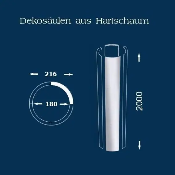 Wiesemann | Säulenschaft "SP6" | Polystyrol | 216 x 2000 mm | Säulenprofil | Styroporsäule | glatt Neue Kollektion