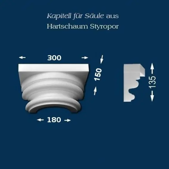 Angebot Wiesemann | Säulenkapitell SK6-1" | Polystyrol | 300 x 180 mm | Dekosäule | Zierelement Stucksäule