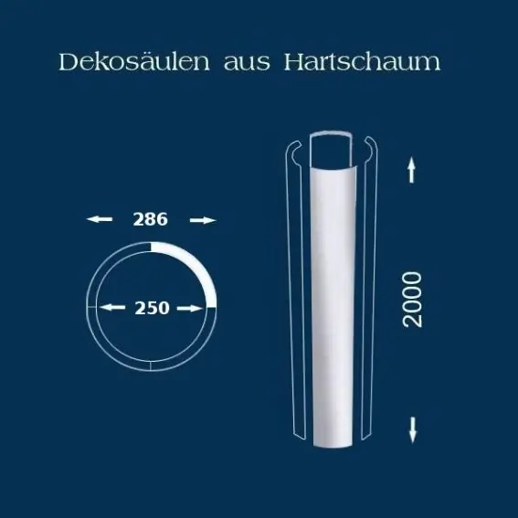 Abverkauf Wiesemann | Säulenschaft "SP13" | Polystyrol | 286 x 2000 mm | Säulenprofil | Styroporsäule | glatt