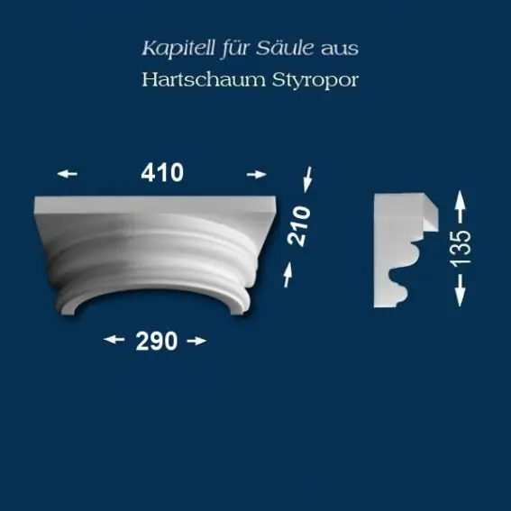 Aktuell Wiesemann | Säulenkapitell SK17-1" | Polystyrol | 410 x 290 mm | Dekosäule | Zierelement Stucksäule