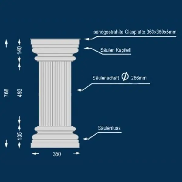 Wiesemann | Dekosäule "Lipari 266" | 360 x 768 mm | Stucksäule | Beschichtet | Beleuchtet Schneller Versand