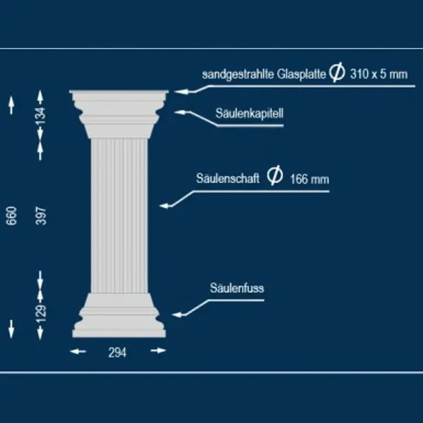 Wiesemann | Dekosäule "Rosarno 166" | 310 x 660 mm | Stucksäule | Beschichtet | Unbeleuchtet Neuheit