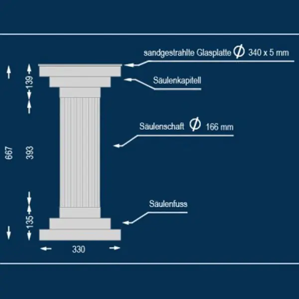 Markenware Wiesemann | Dekosäule "San Luca 166" | 340 x 667 mm | Stucksäule | Beschichtet | Beleuchtet