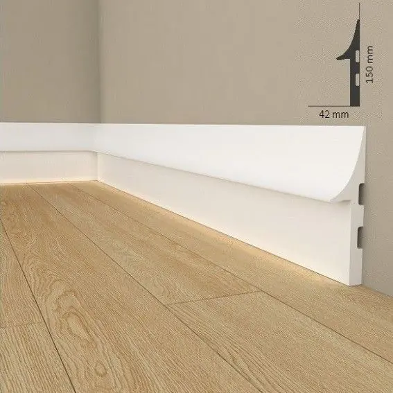Mardom Außenwinkel | Für Sockelleiste "QL008" Polyurethan 42 x 150 x 200 mm Weiß Außenecke Versand Am Gleichen Tag