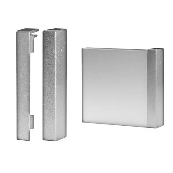 Kracherpreis Auer | Klick Endstückpaar für Sockelleisten | 60 x 15 mm | Aluminium eloxiert | Silberfarbend