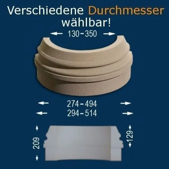 Letzte Chance Wiesemann | Säulenbasis "SB2-b" | Polystyrol | 130 - 350 mm | Säulenfuß | Dekosäule | beschichtet