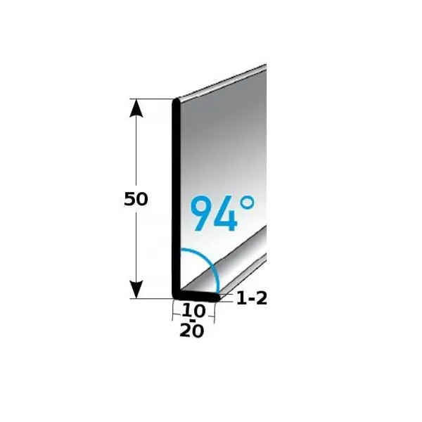 Auer Sockelleiste Metall H 50 mm Winkel 94° Sockelleiste Aluminium Wasserfest Modern Abverkauf