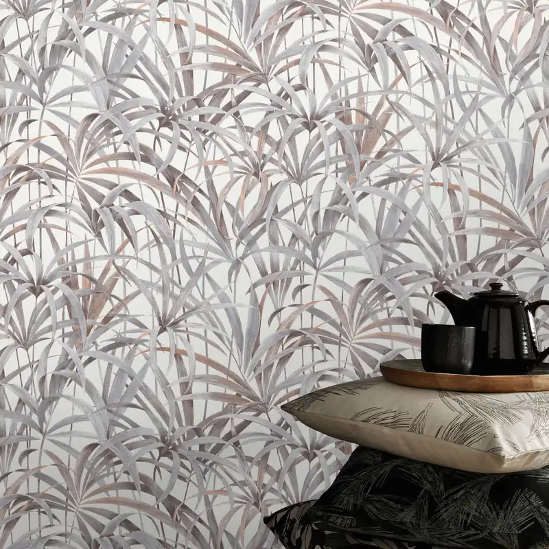 Tapete Bäume Blätter Ginevra M2-No.149 | Vliestapete Blättermuster | Grau | Botanical Stil | Modern Aktuell