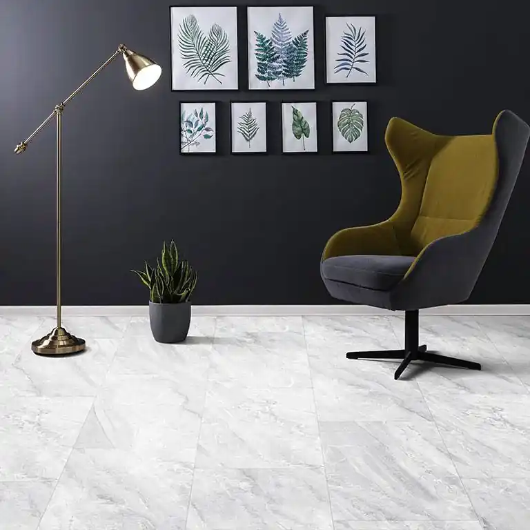 Check One Vinylboden 2152 Heisiek 830 x 470 x 5 mm Klick Vinyl Steinoptik Marmor Weiß Direktkauf