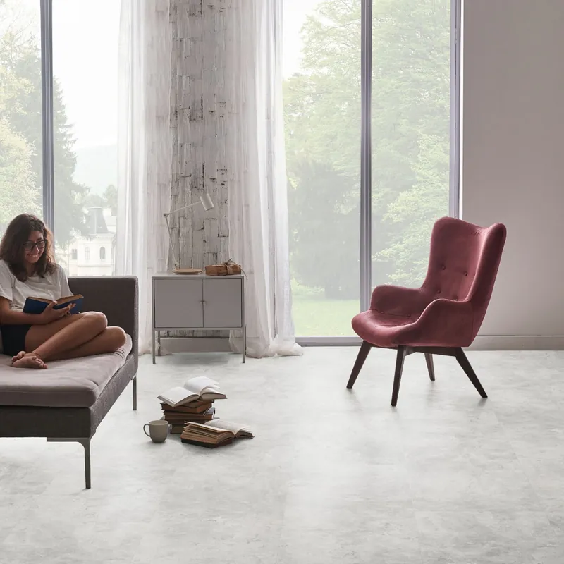 Check expert Vinylboden 2153E Rahdener 914.4 x 457.2 x 2.5 mm Klebe Vinyl Steinoptik Beton Weiß Finale Aktion