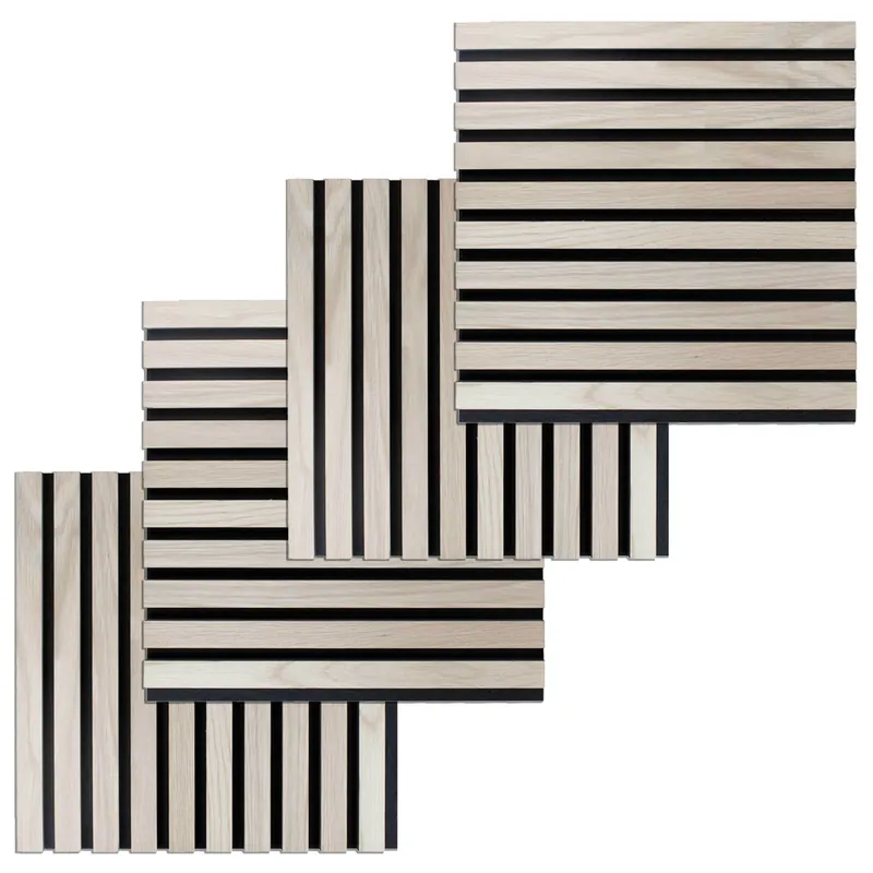 PROVISTON Akustik Paneel 4er SET 400 x 400 x 21 mm Eiche hell Akustik Wandpaneele MDF Furniert Markenprodukt