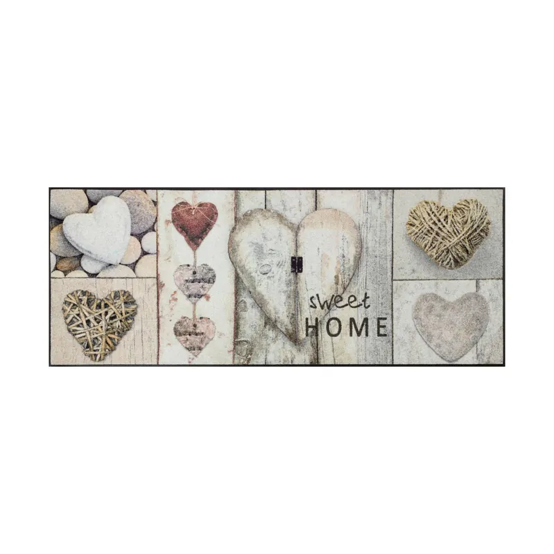 Highlight Fußmatte Nostalgieherz 190 x 75 cm Schmutzfangmatte waschbar Floornovo Trend Design