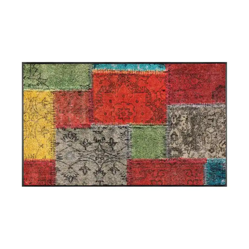 Fußmatte Vintage-Patches Schmutzfangmatte waschbar verschiedene Größen Floornovo Trend Design Jetzt Bestellen