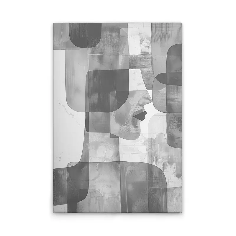 Tadessi Leinwandbild Abstraktes Gesicht - 40 x 60 cm - M1-No.52095 - Keilrahmen in Grau Weiß Finale Aktion