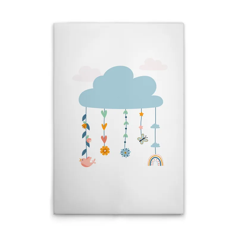 Neuheit Tadessi Leinwandbild Kinderzimmer Wolken Mobile - 50 x 75 cm - M1-No.51475 - Keilrahmen in Weiß Bunt