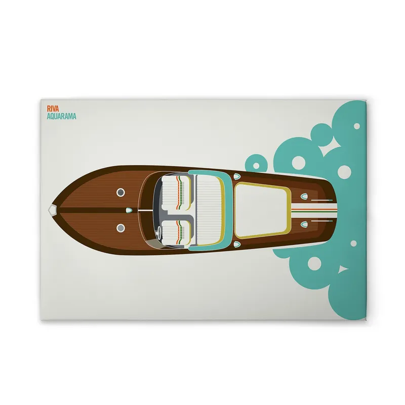 Tadessi Leinwandbild Retro Boot Pop Art - 90 x 60 cm - M1-No.51239 - Keilrahmen in Creme Braun Top-Seller