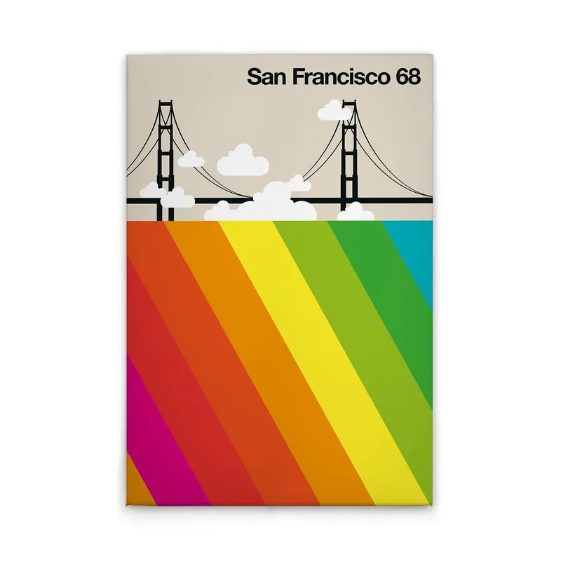Tadessi Leinwandbild Retro San Francisco - 30 x 45 cm - M1-No.50834 - Keilrahmen in Bunt Creme Rabatt