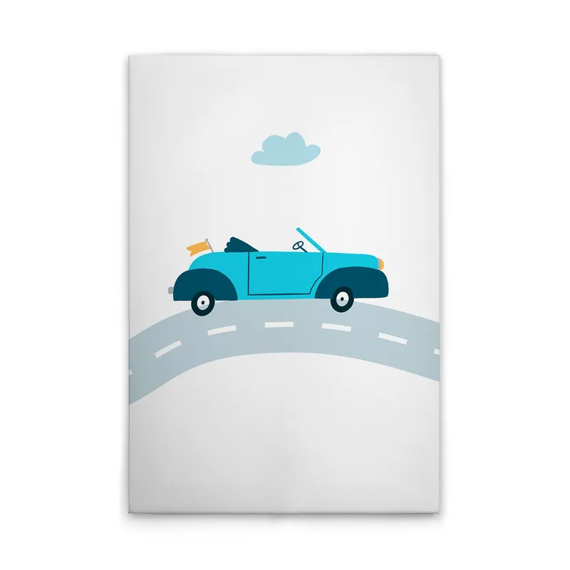 Bestseller Tadessi Leinwandbild Kinderzimmer Autos - 80 x 120 cm - M1-No.51407 - Keilrahmen in Weiß Blau