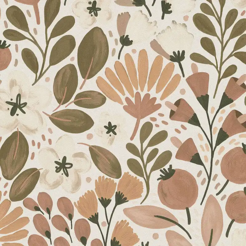 Preisreduziert Vliestapete 1051811 Creme Terrakotta Braun Blumen Floral La Terrasse Erismann