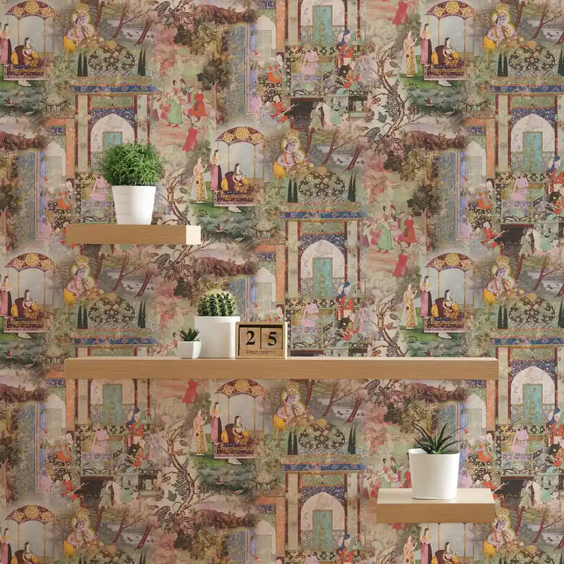 Tapete Vintage M1-No.1698 | Vliestapete | Grün | Orange | Orientalisch | Natur Kracherpreis