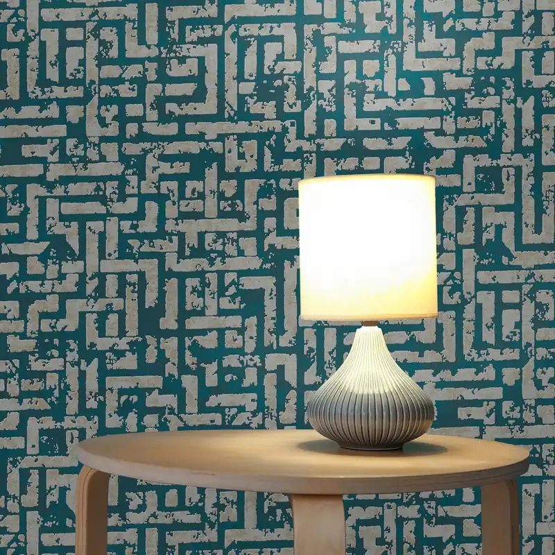 Tapete Grafik Meo M1-No.1820 Vliestapete Ozeanblau Gold Geometrisch Modern Nur Für Kurze Zeit