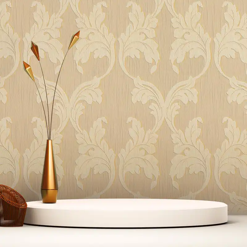 Nur Für Kurze Zeit Tapete Barock Nicolo M1-No.3774 Vliestapete Beige Gelb Klassik Barocktapete