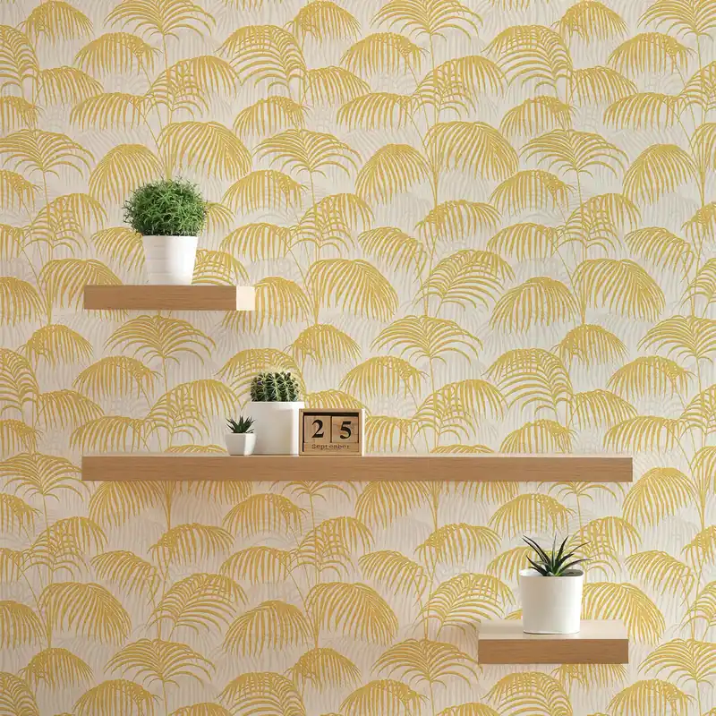 Echt Tapete Dschungel Matilde M1-No.3871 Vliestapete Gold Dschungeltapete Botanisch Palmen