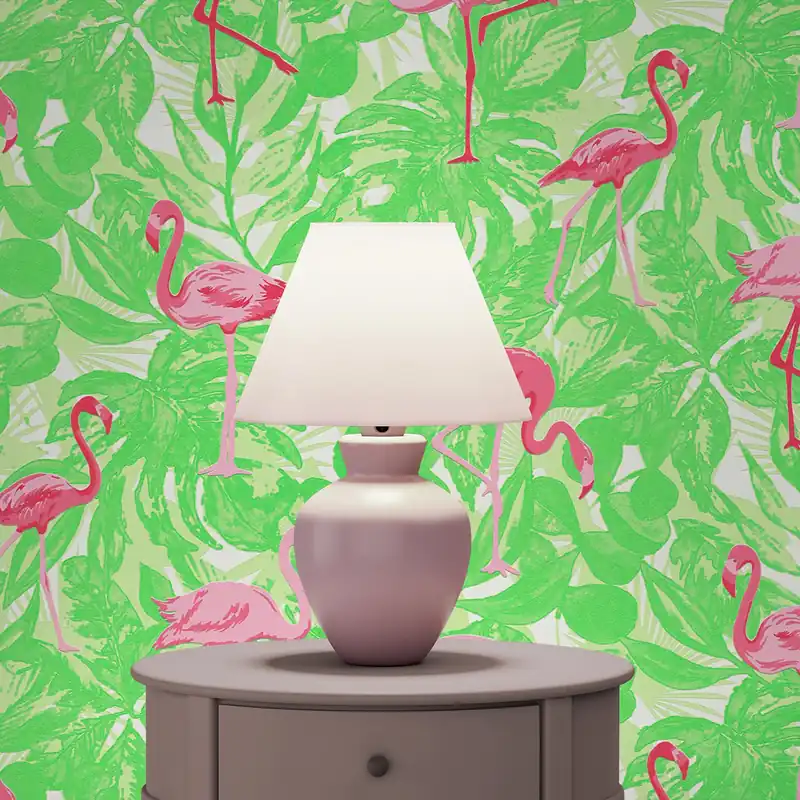Tapete Tiere Diego M1-No.2616 Vliestapete Pink Grün Flamingo Natur Nur Heute