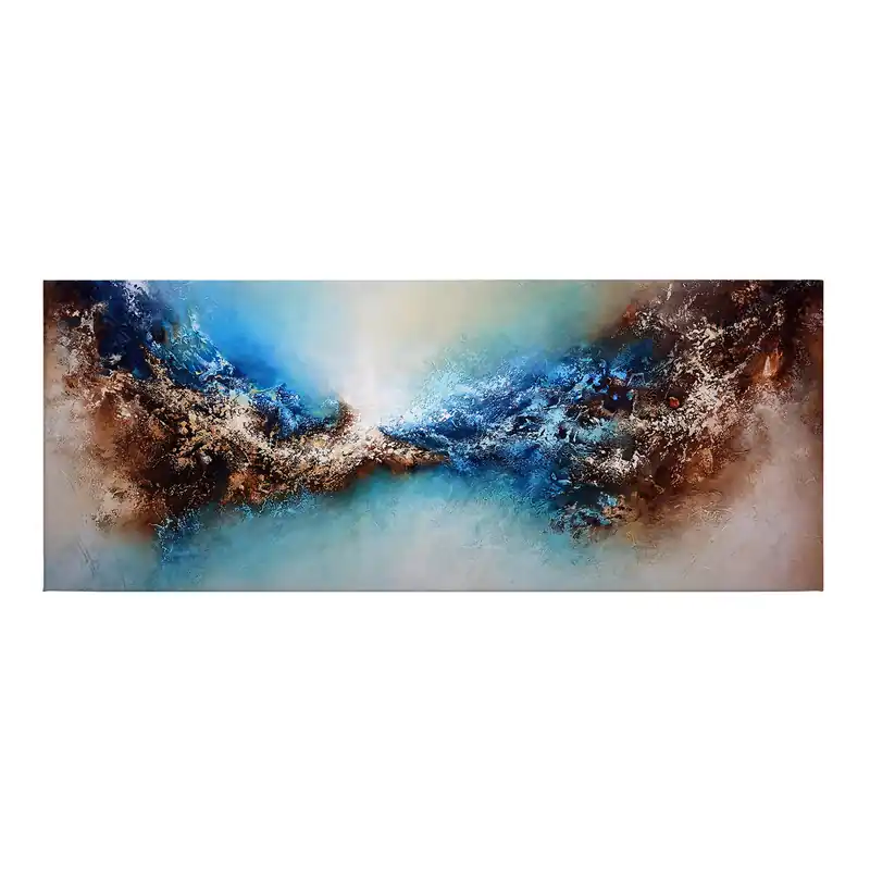 Bestseller Tadessi Leinwandbild Abstrakt - 40 x 100 cm - M1-No.50487 - Keilrahmen in Blau Braun