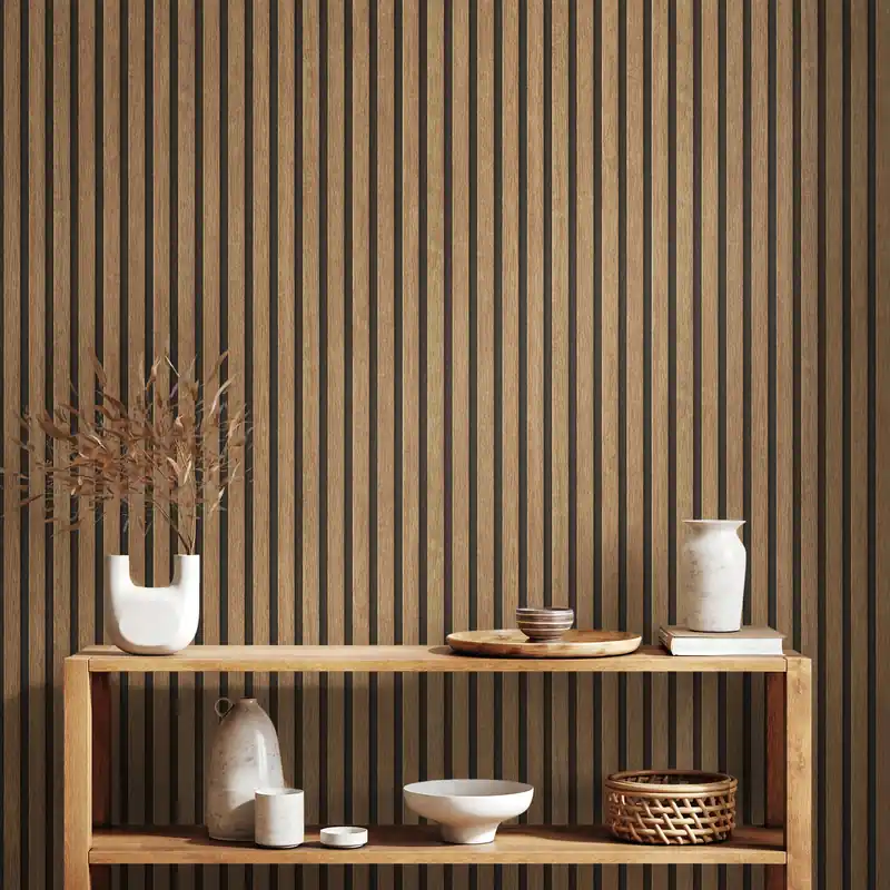 Tapete Holzpaneele M1-No.3912 | Vliestapete | Beige | Braun | Skandinavisch | Holzoptik | Lamellen Sonderaktion