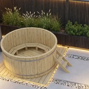 Top-Angebot Hot Tub Ø 200 cm mit Edelstahl-Außenofen / Badebottich
