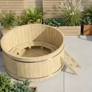 Highlight Hot Tub Ø 220 cm mit XL-Edelstahl-Außenofen / Badebottich