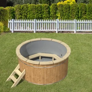 Markenware Thermoholz Badefass Ø 200 cm ohne Ofen + PVC-Einsatz + Randbretter / Badebottich