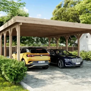 Günstig hochwertiges KVH-Doppelcarport Luna mit Flachdach