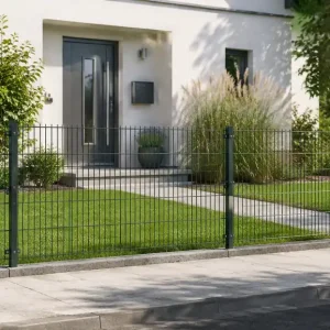 Nur Heute Komplettset AKTION-Doppelstabmatten mit Pfosten grün/anthrazit Breite: 200 cm