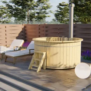 Hot Tub Ø 200 cm Wolga inkl. eingebautem Ofen Finale Aktion